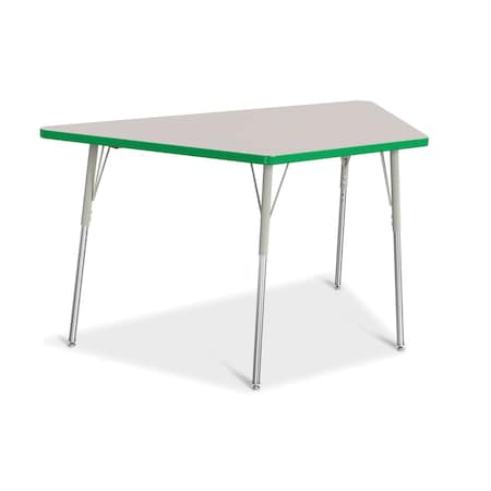 Jonti-Craft Berries Trapezoid Activity Tables, 30 in. x 60 in., A-height, Freckled Gray/Green/Gray 6443JCA119